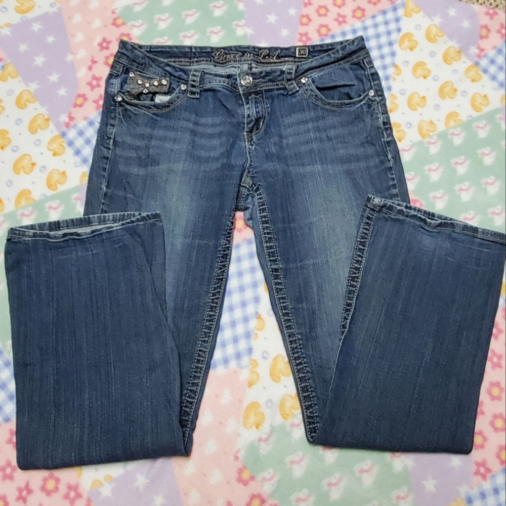 Vintage Grace in LA low waist flare/bootcut jeans